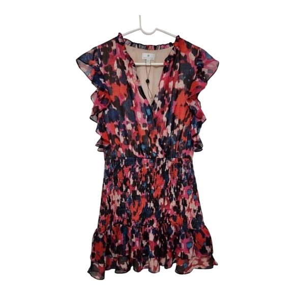 NWOT Socialite [L] Floral Surplice V-Neck Flutter Sleeve Dress - Picture 4 of 7